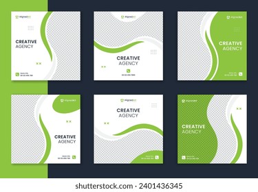 Conjunto creativo de diseño de publicaciones en medios sociales corporativos, conjunto de plantillas editables para empresas