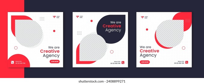 Creative Corporate social media post bundle, business template collection, set of digital marketing vector square advertisement