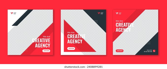 Creative Corporate social media post bundle, business template collection, set of digital marketing vector square advertisement