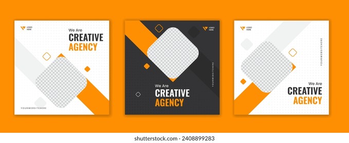 Creative Corporate social media post bundle, business template collection, set of digital marketing vector square advertisement