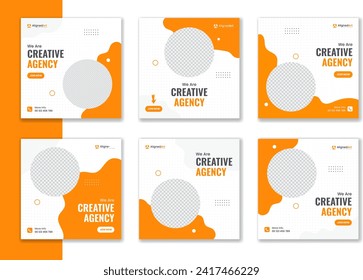 Creative Corporate social media post bundle, business template unique collection, set of digital marketing vector square advertisement