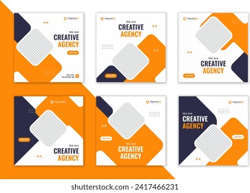 Creative Corporate social media post bundle, business template unique collection, set of digital marketing vector square advertisement