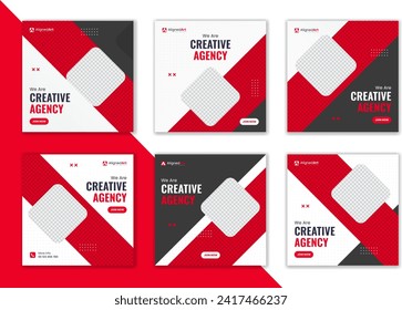 Creative Corporate social media post bundle, business template unique collection, set of digital marketing vector square advertisement