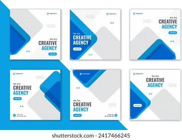 Creative Corporate social media post bundle, business template unique collection, set of digital marketing vector square advertisement