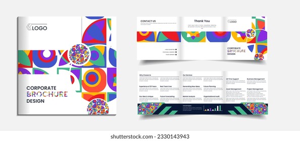 Diseño creativo de cuadernos cuadrados de folletos corporativos con formas mínimas y creativas