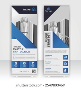 Creative corporate studio banners showcasing business strategy and annual report design in modern layout