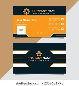 Creative and corporate vector elegant minimal black and yellow business card template
