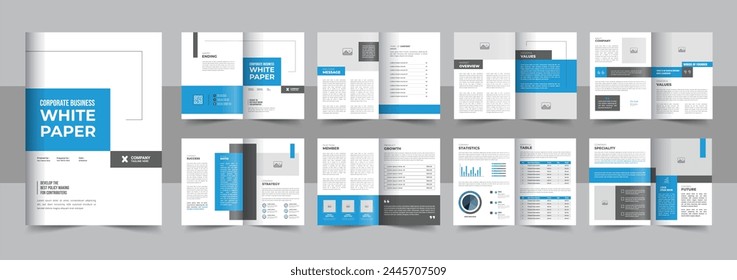 Creative corporate white paper, white paper layout design, Company brochure design template. white paper layout or white paper report brochure design