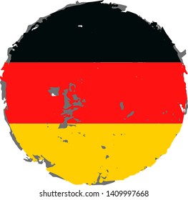 Creative country flag on round old background.