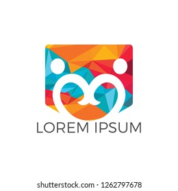 Creative couple and heart logo design. Heart together icon. Couple relations symbol.