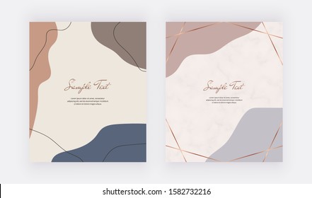 Creative cover with artistic freehand abstract hand painting shapes. Trendy templates for wedding invitation, banner, card, flyer, poster
