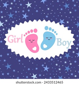 Creative cover design for baby gender reveal party invitation. Vector background.