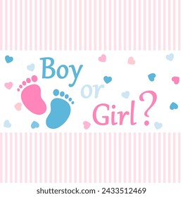 Creative cover design for baby gender reveal party invitation. Boy or girl?