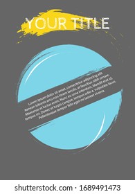 Diseño creativo de portada con insertos azules sobre fondo gris. Banner publicitario con formas geométricas elegantes. Letrero con espacio para texto con colores brillantes.