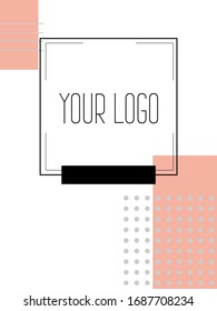 Creative cover design with coral color inserts. Corporate banner with stylish geometric shapes. Letterhead with space for text with bright colors.