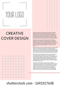 Creative cover design with coral color inserts. Corporate banner with stylish geometric shapes. Letterhead with space for text with bright colors.