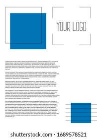 Creative cover design with inserts in blue. Corporate banner with stylish geometric shapes. Letterhead with space for text with bright colors.