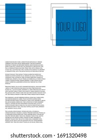 Creative cover design with inserts in blue. Corporate banner with stylish geometric shapes.  