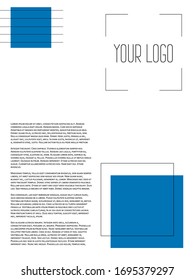 Creative cover design with inserts in blue. Corporate banner with stylish geometric shapes. Letterhead with space for text with bright colors.