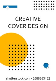 Creative cover design with orange inserts. Corporate banner with stylish geometric yellow shapes. Letterhead with space for text with bright colors.