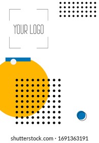 Creative cover design with orange inserts. Corporate banner with stylish geometric yellow shapes. Letterhead with space for text with bright colors.