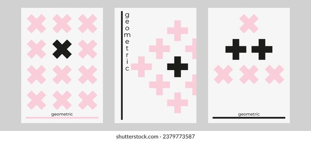 Creative cover design. Set of geometric poster templates. Abstract modern colored shapes, linear background design for web and mobile applications, print. Poster art.	