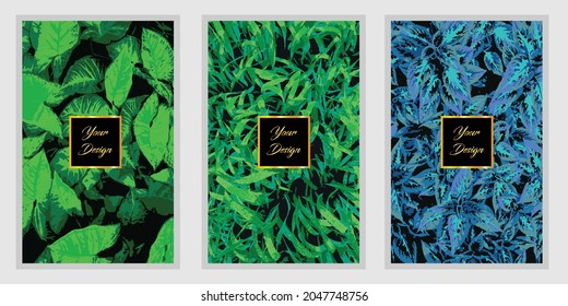 Diseño creativo de cubierta con hojas. patrón de fondo vectorial moderno para plantilla de menú ecológico, folleto, volantes y carteles.