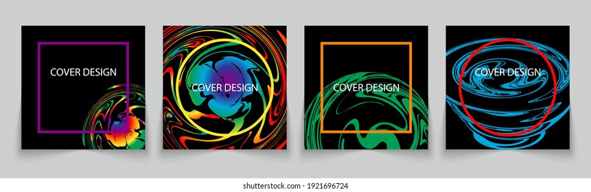 Creative cover design for story template. Social media posts, Square banner art style. Collection backgrounds with abstract spots. Vector illustration
