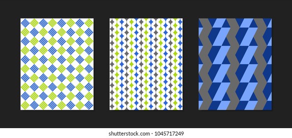 Creative Cover Design Templates Set. Abstract Geometric Patterns in Ethnic Style. Mosaic Ornament. Bright Cover Templates Set for Magazine, Presentation, Book, Placard, Wrapping, Brochure, Wallpaper.