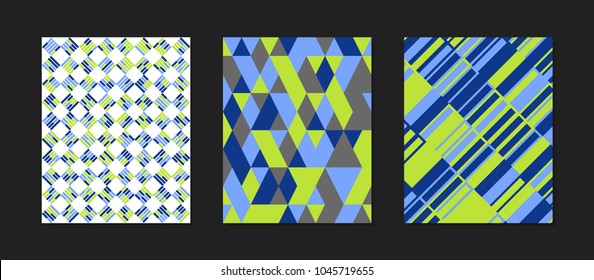 Creative Cover Design Templates Set. Abstract Geometric Patterns in Ethnic Style. Mosaic Ornament. Bright Cover Templates Set for Magazine, Presentation, Book, Placard, Wrapping, Brochure, Wallpaper.