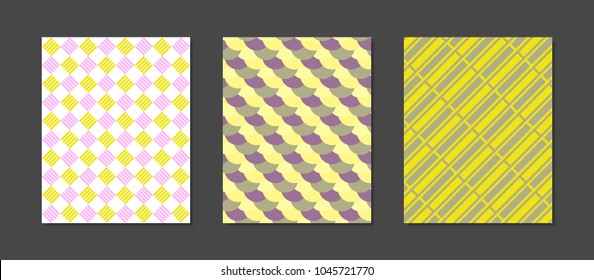 Creative Cover Design Templates Set. Abstract Geometric Patterns in Ethnic Style. Mosaic Ornament. Bright Cover Templates Set for Magazine, Presentation, Book, Placard, Wrapping, Brochure, Wallpaper.