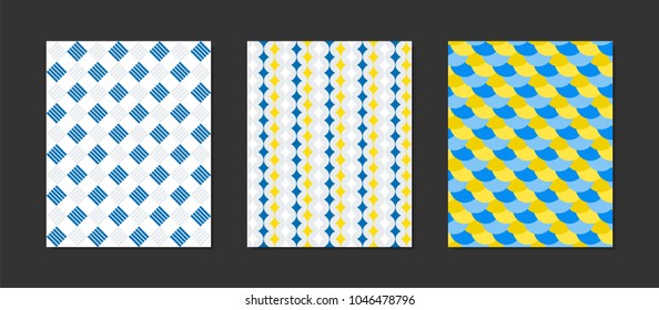 Creative Cover Design Templates Set. Abstract Geometric Patterns in Ethnic Style. Mosaic Ornament. Cover Templates Set for Magazine, Presentation, Book, Card, Placard, Wrapping, Brochure, Wallpaper.