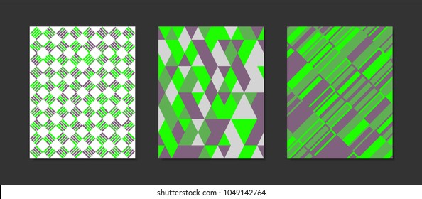 Creative Cover Design Templates Set. Abstract Geometric Patterns in Ethnic Style. Mosaic Ornament. Cover Templates Set for Magazine, Presentation, Book, Card, Placard, Wrapping, Brochure, Wallpaper.