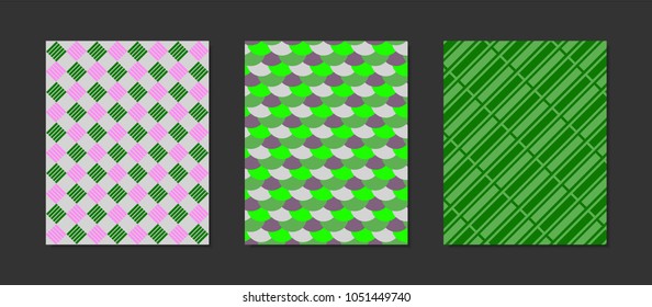 Creative Cover Design Templates Set. Abstract Geometric Patterns in Ethnic Style. Mosaic Ornament. Cover Templates Set for Magazine, Presentation, Book, Card, Placard, Wrapping, Brochure, Wallpaper.