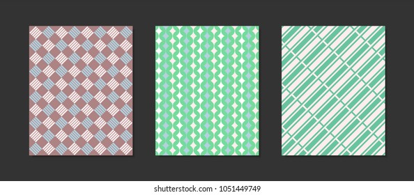 Creative Cover Design Templates Set. Abstract Geometric Patterns in Pastel Color Design. Mosaic Ornament. Cover Templates Set for Magazine, Presentation, Book, Placard, Wrapping, Brochure, Wallpaper.
