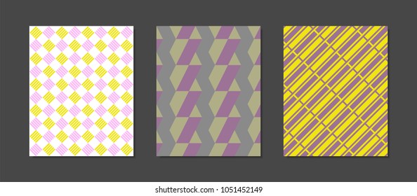 Creative Cover Design Templates Set. Abstract Geometric Patterns in Ethnic Style. Mosaic Ornament. Bright Cover Templates Set for Magazine, Presentation, Book, Placard, Wrapping, Brochure, Wallpaper.