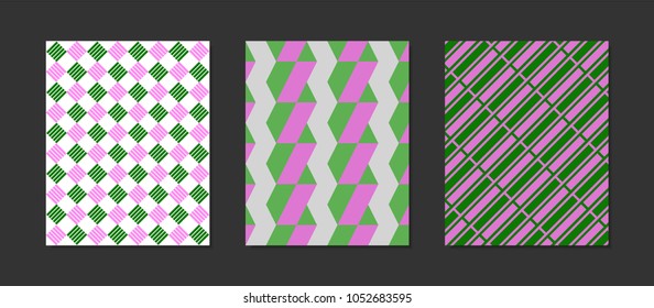 Creative Cover Design Templates Set. Abstract Geometric Patterns in Ethnic Style. Mosaic Ornament. Cover Templates Set for Magazine, Presentation, Book, Card, Placard, Wrapping, Brochure, Wallpaper.