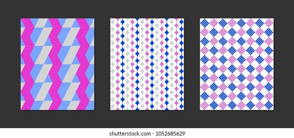 Creative Cover Design Templates Set. Abstract Geometric Patterns in Classic Style. Mosaic Ornament. Cover Templates Set for Magazine, Presentation, Book, Card, Placard, Wrapping, Brochure, Wallpaper.