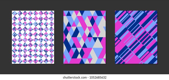Creative Cover Design Templates Set. Abstract Geometric Patterns in Classic Style. Mosaic Ornament. Cover Templates Set for Magazine, Presentation, Book, Card, Placard, Wrapping, Brochure, Wallpaper.