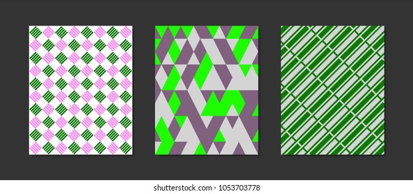 Creative Cover Design Templates Set. Abstract Geometric Patterns in Ethnic Style. Mosaic Ornament. Cover Templates Set for Magazine, Presentation, Book, Card, Placard, Wrapping, Brochure, Wallpaper.