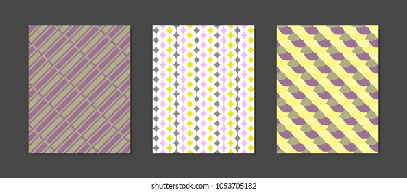 Creative Cover Design Templates Set. Abstract Geometric Patterns in Ethnic Style. Mosaic Ornament. Bright Cover Templates Set for Magazine, Presentation, Book, Placard, Wrapping, Brochure, Wallpaper.