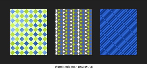 Creative Cover Design Templates Set. Abstract Geometric Patterns in Ethnic Style. Mosaic Ornament. Bright Cover Templates Set for Magazine, Presentation, Book, Placard, Wrapping, Brochure, Wallpaper.
