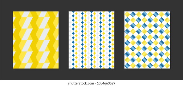 Creative Cover Design Templates Set. Abstract Geometric Patterns in Ethnic Style. Mosaic Ornament. Cover Templates Set for Magazine, Presentation, Book, Card, Placard, Wrapping, Brochure, Wallpaper.