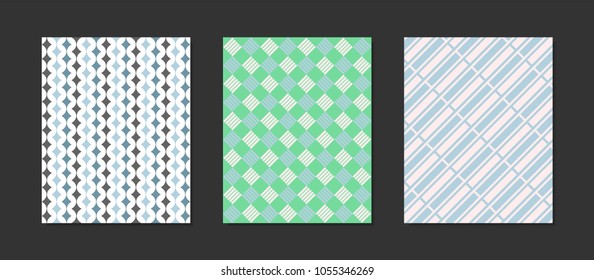 Creative Cover Design Templates Set. Abstract Geometric Patterns in Pastel Color Design. Mosaic Ornament. Cover Templates Set for Magazine, Presentation, Book, Placard, Wrapping, Brochure, Wallpaper.