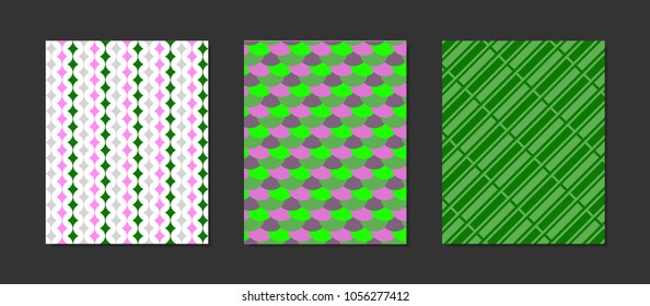Creative Cover Design Templates Set. Abstract Geometric Patterns in Ethnic Style. Mosaic Ornament. Cover Templates Set for Magazine, Presentation, Book, Card, Placard, Wrapping, Brochure, Wallpaper.
