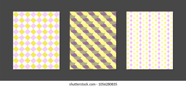 Creative Cover Design Templates Set. Abstract Geometric Patterns in Ethnic Style. Mosaic Ornament. Bright Cover Templates Set for Magazine, Presentation, Book, Placard, Wrapping, Brochure, Wallpaper.
