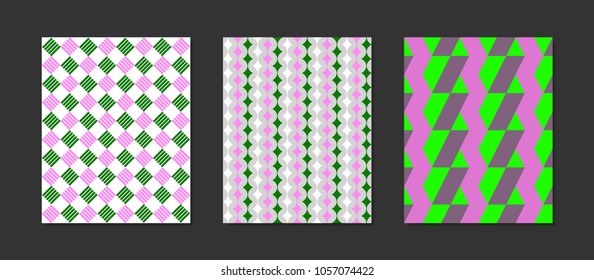 Creative Cover Design Templates Set. Abstract Geometric Patterns in Ethnic Style. Mosaic Ornament. Cover Templates Set for Magazine, Presentation, Book, Card, Placard, Wrapping, Brochure, Wallpaper.