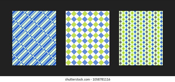 Creative Cover Design Templates Set. Abstract Geometric Patterns in Ethnic Style. Mosaic Ornament. Bright Cover Templates Set for Magazine, Presentation, Book, Placard, Wrapping, Brochure, Wallpaper.