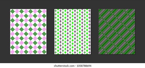 Creative Cover Design Templates Set. Abstract Geometric Patterns in Ethnic Style. Mosaic Ornament. Cover Templates Set for Magazine, Presentation, Book, Card, Placard, Wrapping, Brochure, Wallpaper.