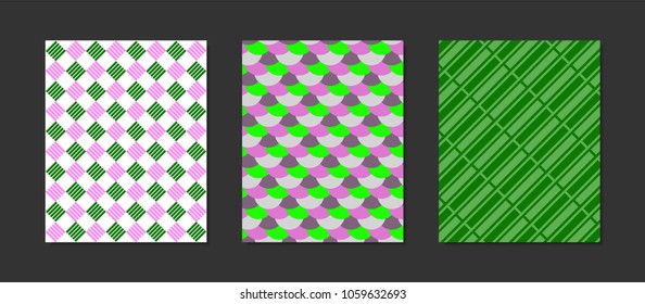 Creative Cover Design Templates Set. Abstract Geometric Patterns in Ethnic Style. Mosaic Ornament. Cover Templates Set for Magazine, Presentation, Book, Card, Placard, Wrapping, Brochure, Wallpaper.